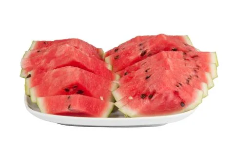 Sliced ??watermelon on a large plate Foto stock