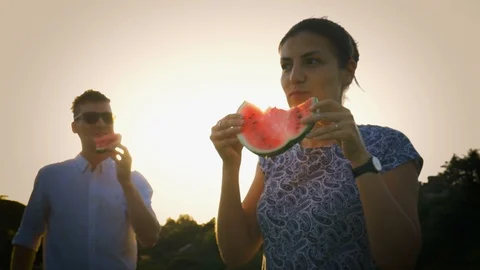 Sliced watermelon on a plate. Stock Footage 97627525