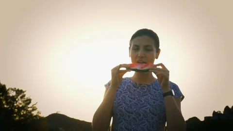 Sliced watermelon on a plate. Stock Footage 97627964