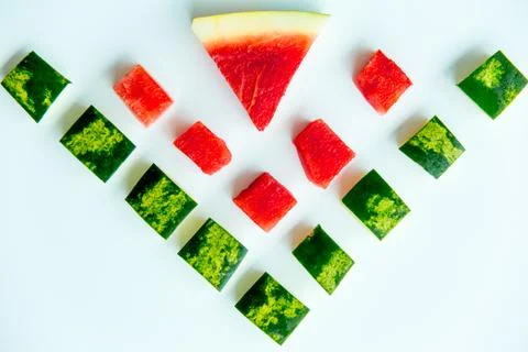 Sliced watermelon on white background Stock Photos