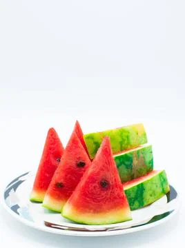 Sliced watermelon on white background Stock Photos