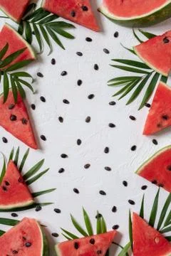 Sliced watermelon on white background. Summer concept. Fotos Stock