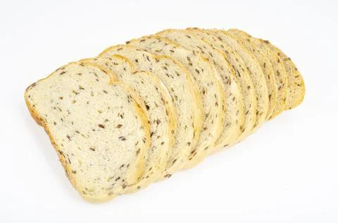 Sliced wheat bread with flax and caraway seeds. Studio Photo Stock Photos