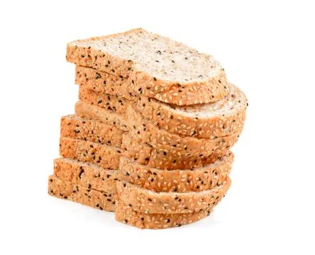 Sliced wheat bread isolated on white background Stock Photos