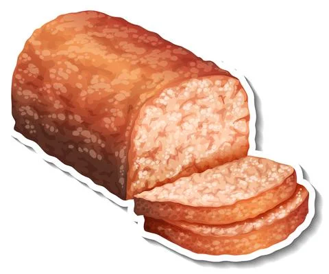 Sliced wheat breads sticker on white background Stock Illustration