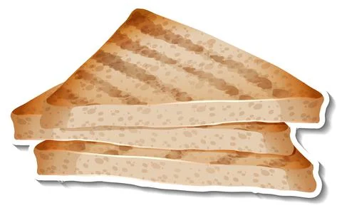 Sliced wheat breads sticker on white background Stock Illustration