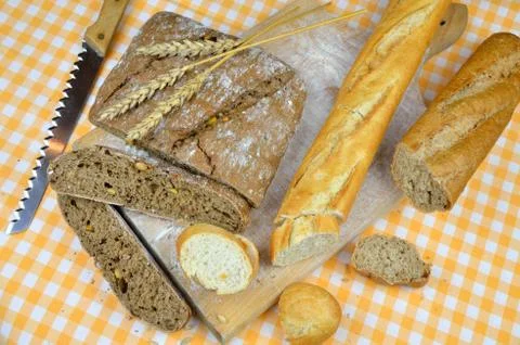 Sliced White and Dark Bread Stock Photos