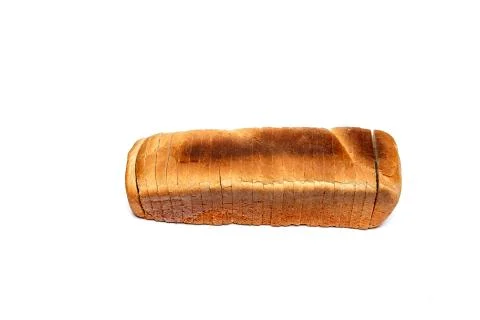 Sliced white bread isolated on white, clipping path included Foto stock
