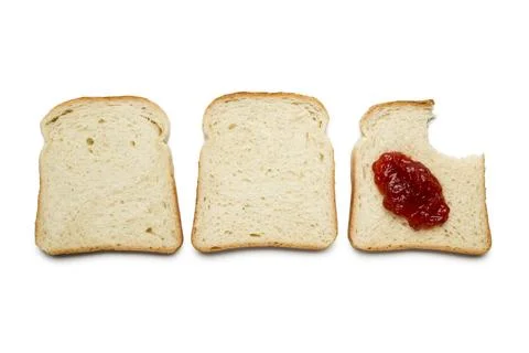 Sliced white bread with jam Stock Photos