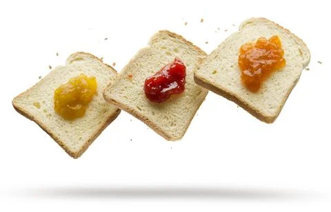 Sliced white bread with jam Stock Photos