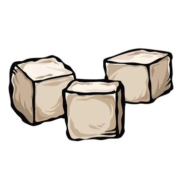 Sliced white tofu vector art illustration. Stock Illustration