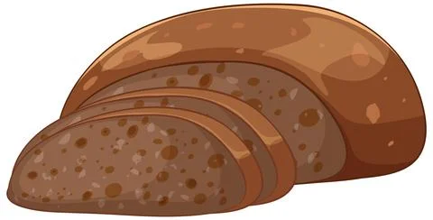 Sliced Whole Grain Bread Vector Illustration Illustrazione stock