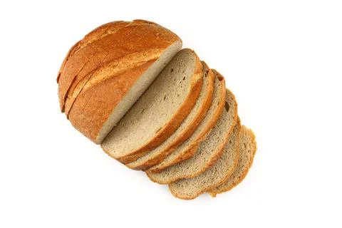 Sliced whole wheat bread isolated on white background Stock Photos