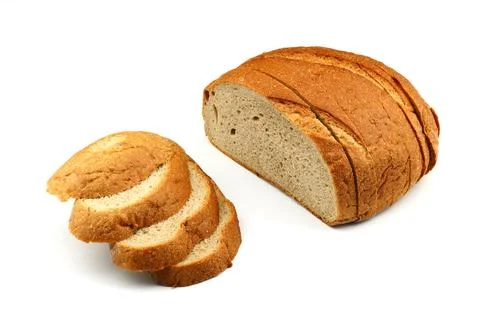 Sliced whole wheat bread isolated on white background Stock Photos