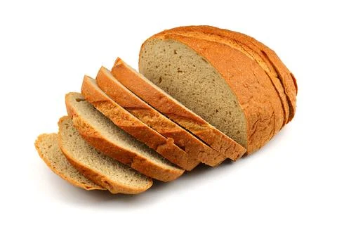 Sliced whole wheat bread isolated on white background Stock Photos