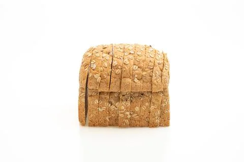 Sliced wholegrain bread on white Stock Photos