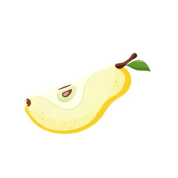 Sliced yellow pear. slice of cut fresh juicy yellow pear, fruit slices, healthy Stock Illustration