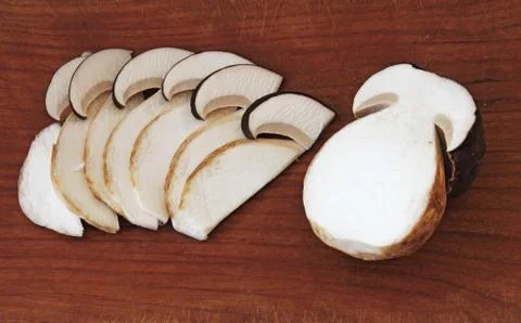 Sliced ​​ young boletus Stock Photos