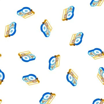 Slicer cabbage isometric icon seamless pattern Stock Illustration
