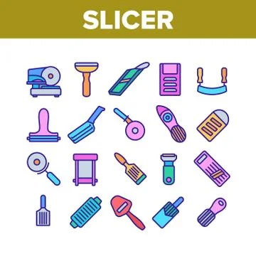 Slicer Kitchenware Collection Icons Set Vector Illustrazione stock