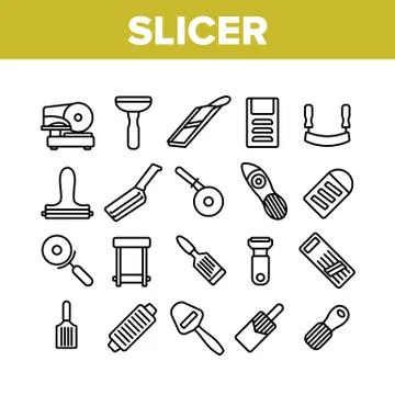Slicer Kitchenware Collection Icons Set Vector Stock Illustration