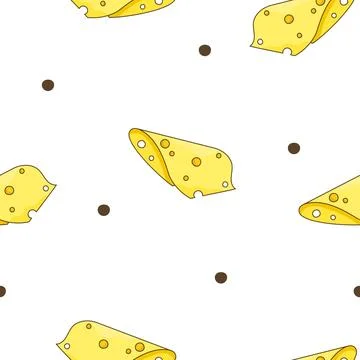 Slices and slicing of cheese. Seamless pattern. Stock Illustration