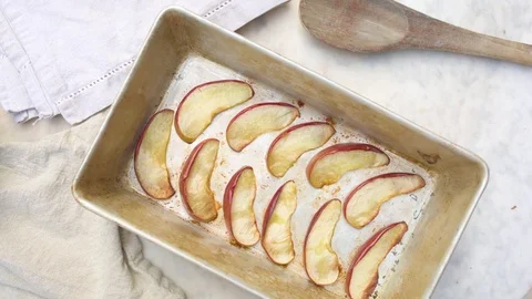 Slices of apple arranged in tray Stock Footage 76100034