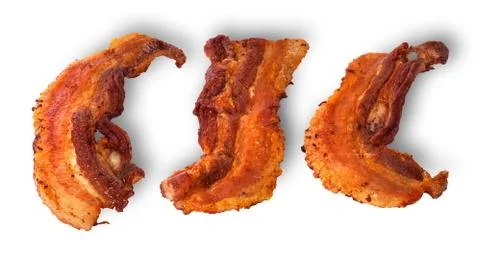 Slices of bacon grilled rotated Stock Photos