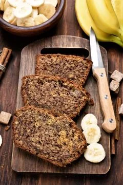Slices of  banana bread Foto stock