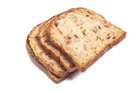Slices of beetroot and carrot bread isolated on white background Stock Photos