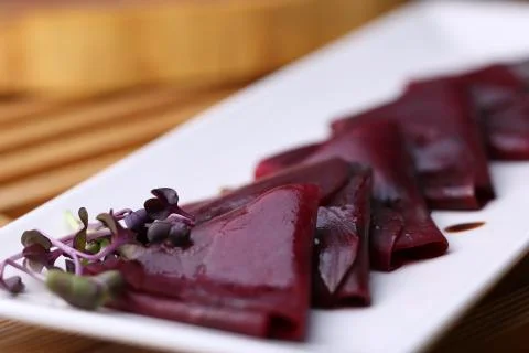 Slices of beetroot on the plate Stock Photos