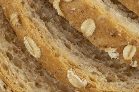Slices of bread, closeup. Stock Photos