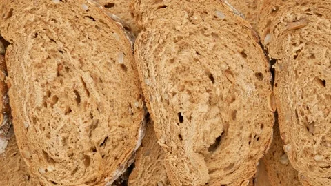 Slices of bread, dolly shot. Stock Footage 142230916