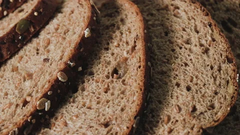 Slices of Bread with Flax Seeds and Sesame Stock Footage 170401971