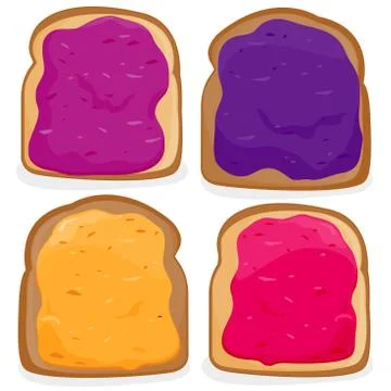Slices of bread with fruit jam. Vector Illustration Illustrazione stock