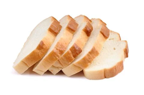 Slices of bread isolated on white background Stock Photos