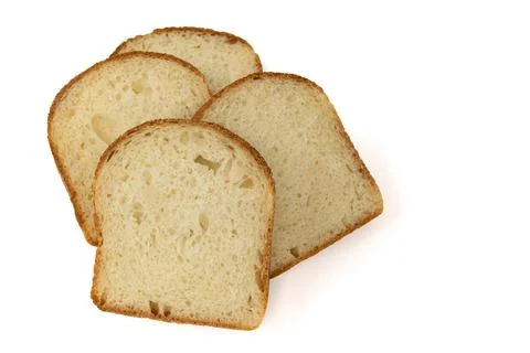 Slices of bread isolated on white background, top view Stock Photos