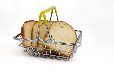 Slices of bread isolated on white background, side view Stock Photos
