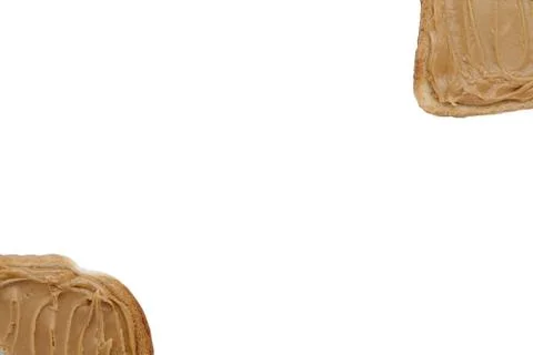 Slices of bread with peanut butter Stock Photos