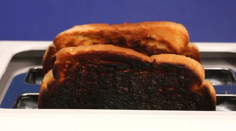 Slices of burnt toast ejected from an electric toaster 動画素材 1020290