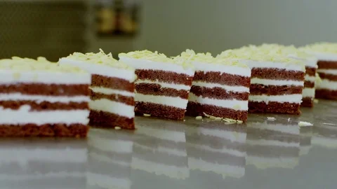 Slices of cake are standing on the table Stock Footage 72286290