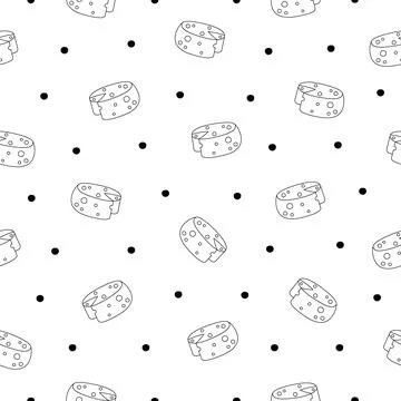 Slices cheese. Seamless pattern. Coloring Page. Stock Illustration