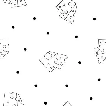 Slices cheese. Seamless pattern. Coloring Page. Stock Illustration
