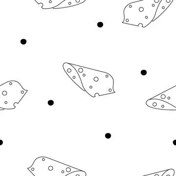 Slices cheese. Seamless pattern. Coloring Page. Illustrazione stock