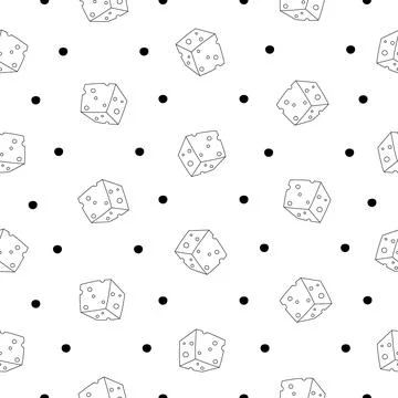 Slices cheese. Seamless pattern. Coloring Page. Stock Illustration