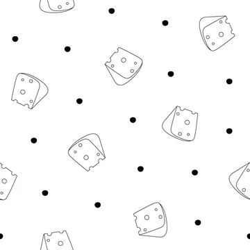 Slices cheese. Seamless pattern. Coloring Page. Stock Illustration