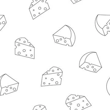 Slices cheese. Seamless pattern. Coloring Page. 스톡 일러스트
