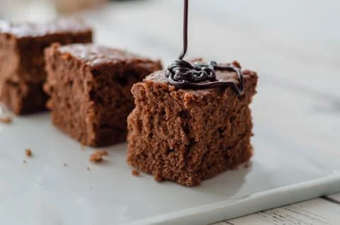 Slices of chocolate cake Stock Photos