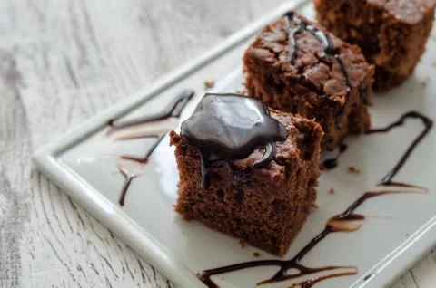 Slices of chocolate cake Stock Photos