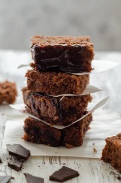 Slices of chocolate cake Stock Photos